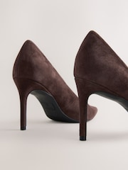 Chocolate Brown Suede Standard/Wide Fit Leather Mid Court Shoes - Image 6 of 6