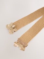 Gold Lotus Clasp Wide Raffia Belt - Image 2 of 3