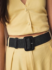 Black Wide Raffia Belt - Image 1 of 5