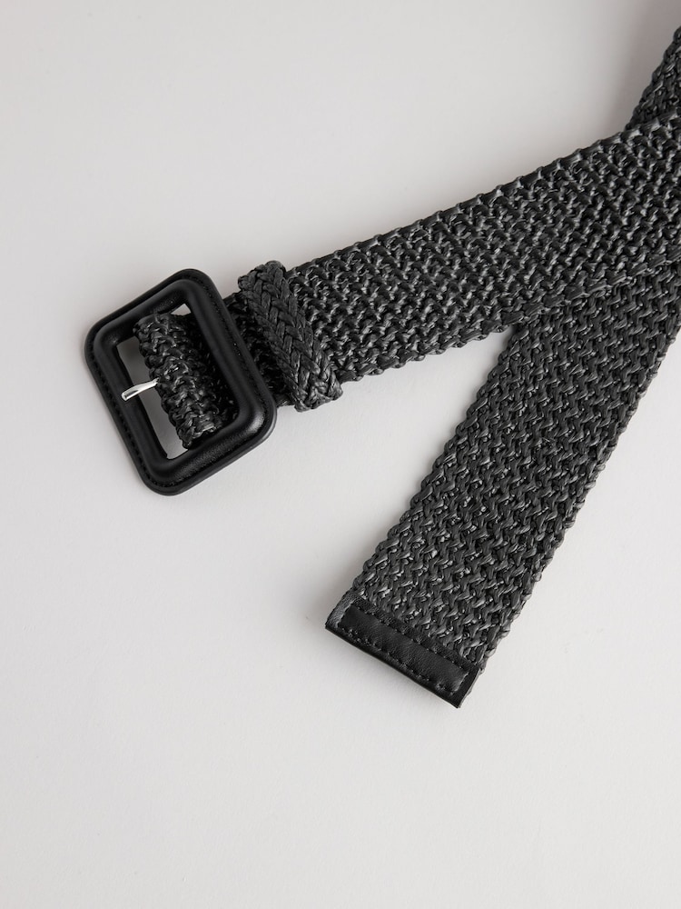 Black Wide Raffia Belt - Image 5 of 5