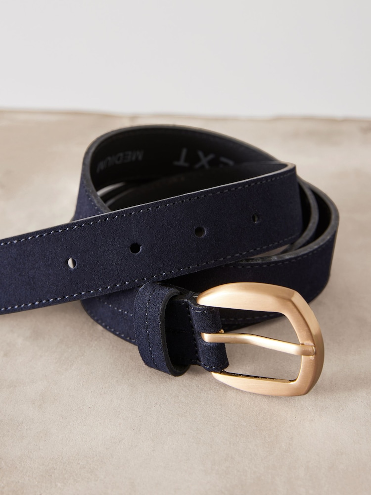 Navy Premium Made In Italy Regular Casual Suede Belt - Image 6 of 6 Navy Premium Made In Italy Regular Casual Suede Belt - Image 6 of 6