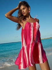 Lipsy Pink Ombre Stripe Cami Strap Tie Mini Dress - Image 1 of 4