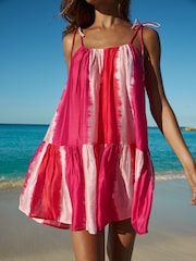 Lipsy Pink Ombre Stripe Cami Strap Tie Mini Dress - Image 4 of 4