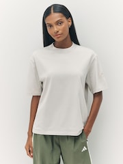 adidas Grey Essentials Contemporary Logo Boyfriend 100% Cotton T-Shirt - Image 1 of 4