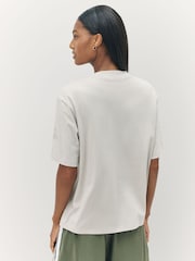 adidas Grey Essentials Contemporary Logo Boyfriend 100% Cotton T-Shirt - Image 3 of 4