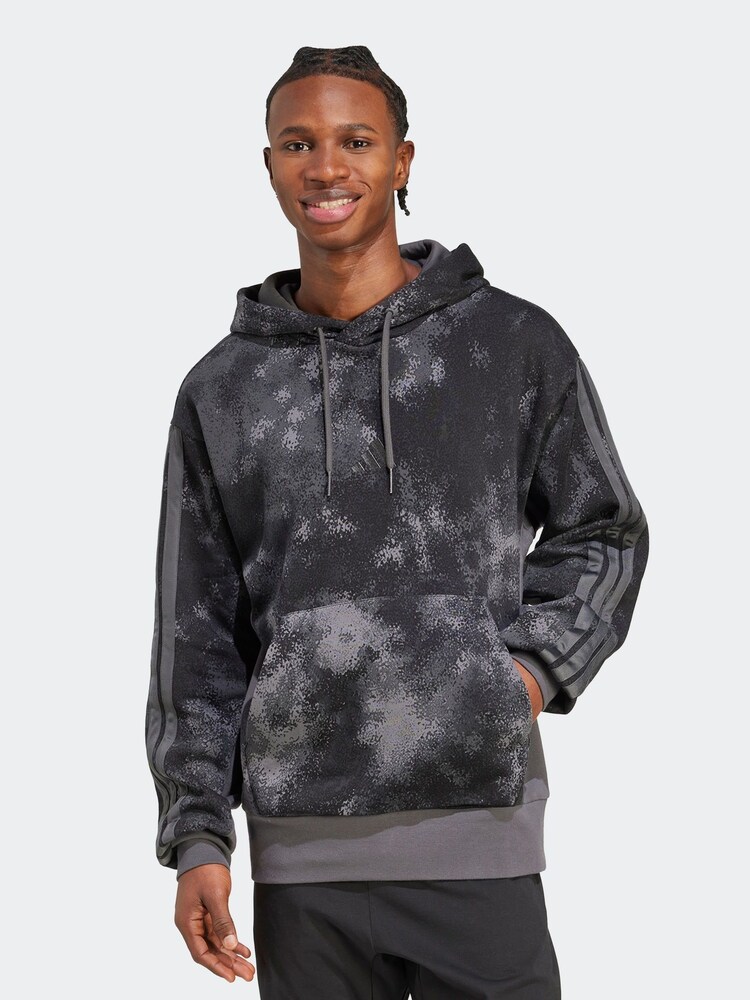 adidas Grey All Over Print Colourblock Hoodie - Image 1 of 6 adidas Grey All Over Print Colourblock Hoodie - Image 1 of 6