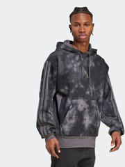 adidas Grey All Over Print Colourblock Hoodie - Image 3 of 6