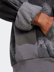 adidas Grey All Over Print Colourblock Hoodie - Image 5 of 6