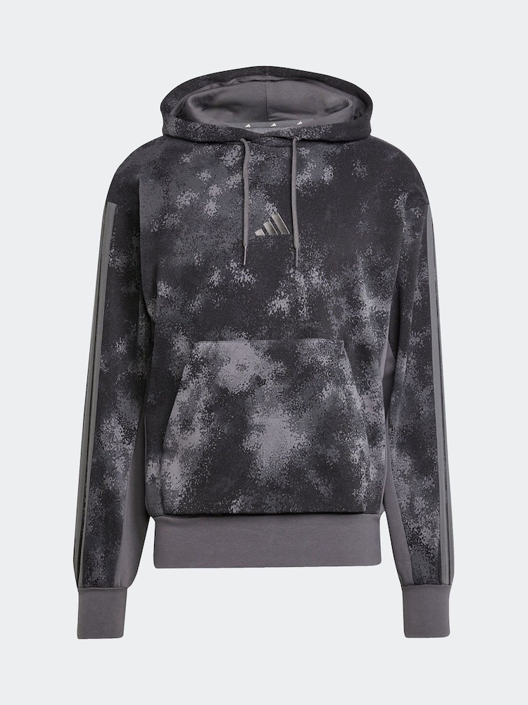 adidas Grey All Over Print Colourblock Hoodie - Image 6 of 6