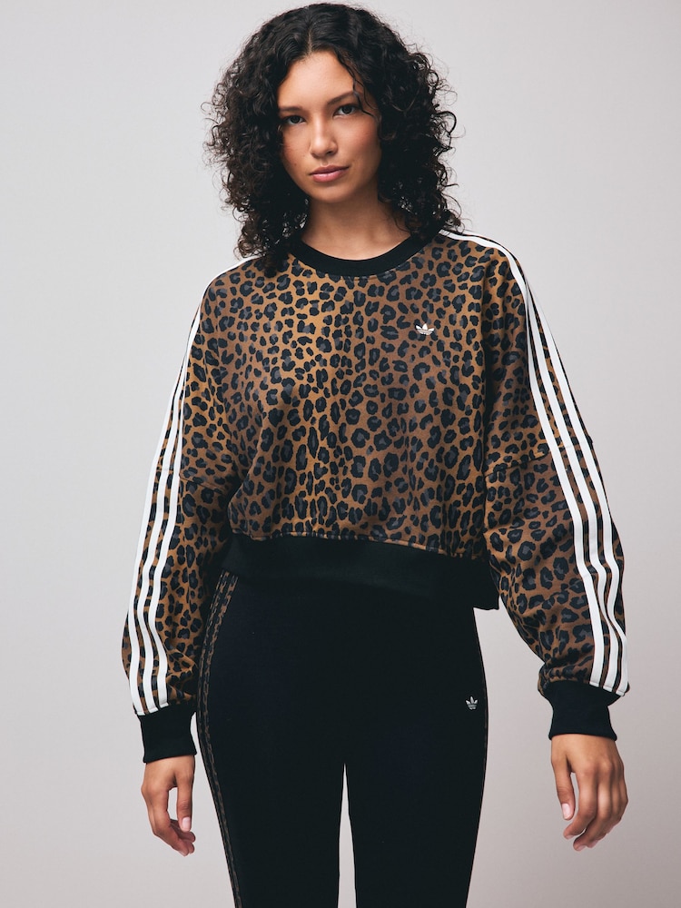 adidas Originals Natural Leopard Crewneck 100% Cotton Sweatshirt - Image 1 of 6