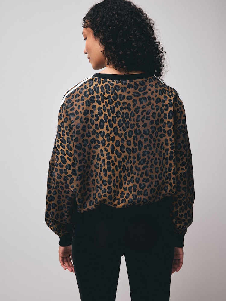 adidas Originals Natural Leopard Crewneck 100% Cotton Sweatshirt - Image 2 of 6