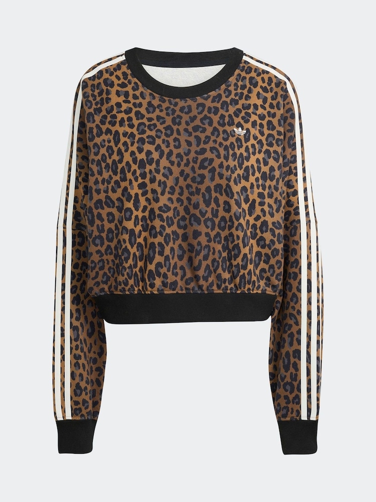 adidas Originals Natural Leopard Crewneck 100% Cotton Sweatshirt - Image 6 of 6