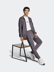 adidas Grey Sportswear Basic 3-Stripes Tricot Tracksuit - Image 3 of 8