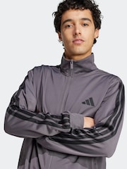adidas Grey Sportswear Basic 3-Stripes Tricot Tracksuit - Image 4 of 8