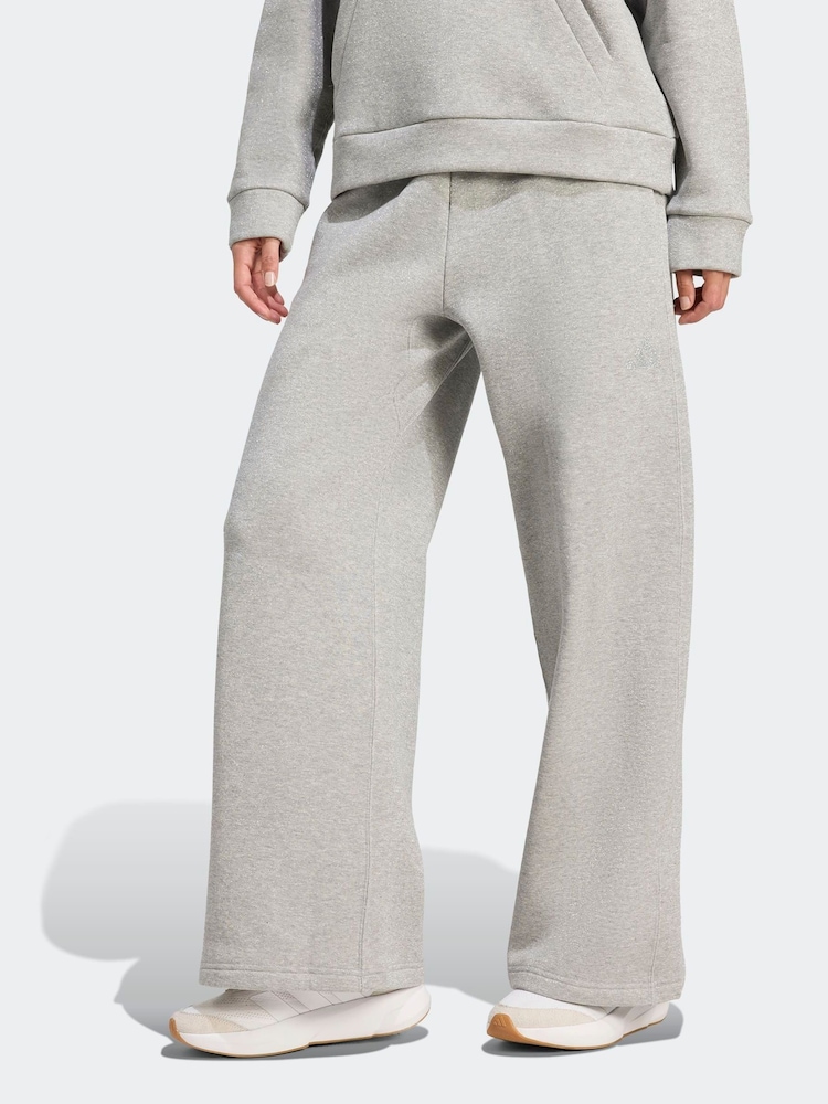 adidas Grey ALL SZN Holiday Glitter Fleece Loose Joggers - Image 1 of 6 adidas Grey ALL SZN Holiday Glitter Fleece Loose Joggers - Image 1 of 6