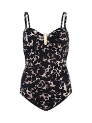 Imprimé animal - Maillot de bain Mint Velvet bandeau quincaillerie de contrôle du ventre en tissu italien - Image 2 de 3