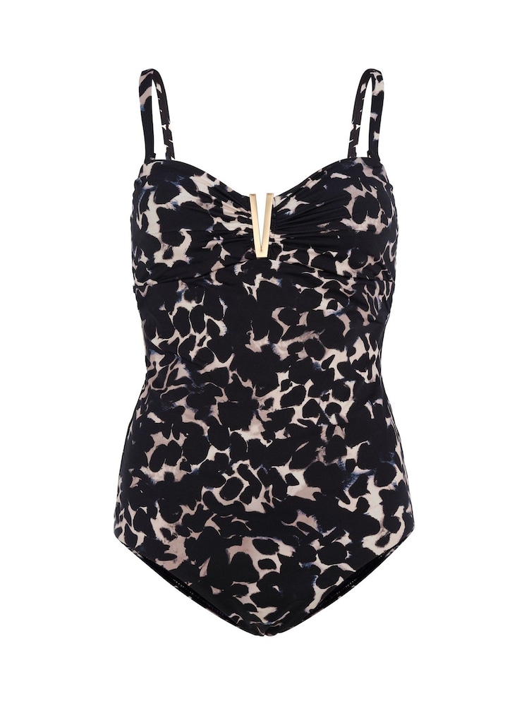 Imprimé animal - Maillot de bain Mint Velvet bandeau quincaillerie de contrôle du ventre en tissu italien - Image 2 de 3