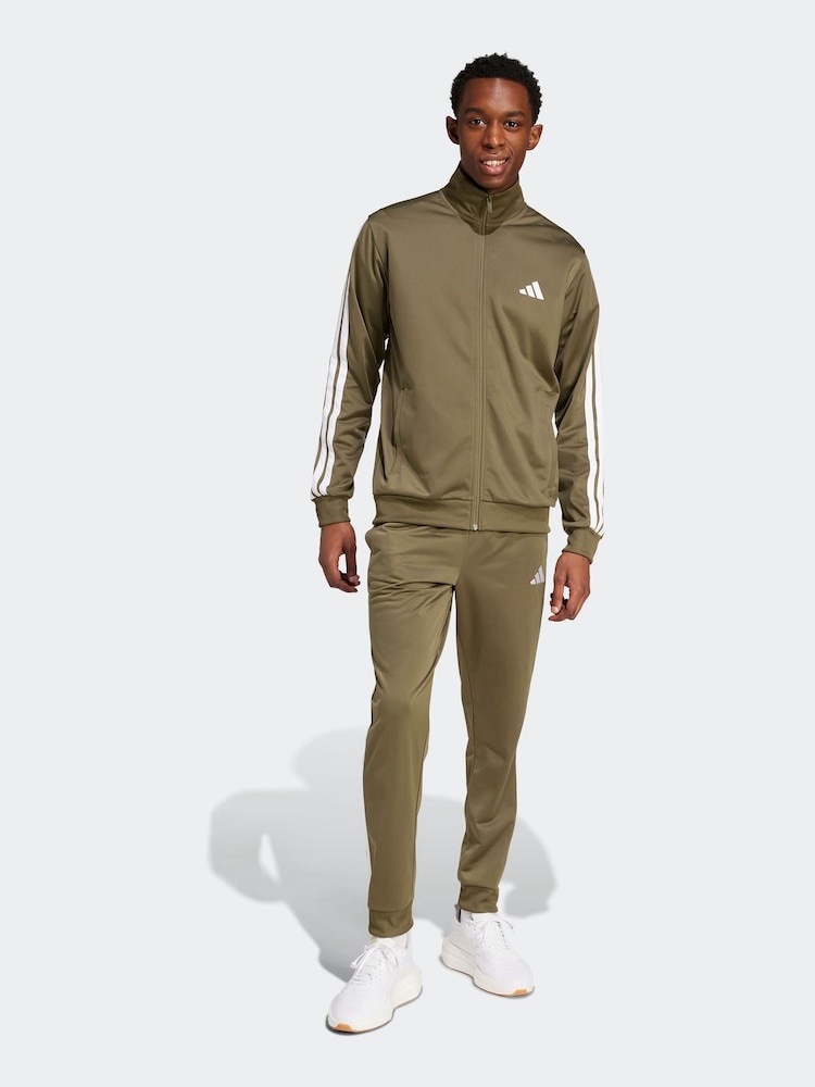 adidas Green Sportswear Basic 3-Stripes Tricot Tracksuit - Image 1 of 6