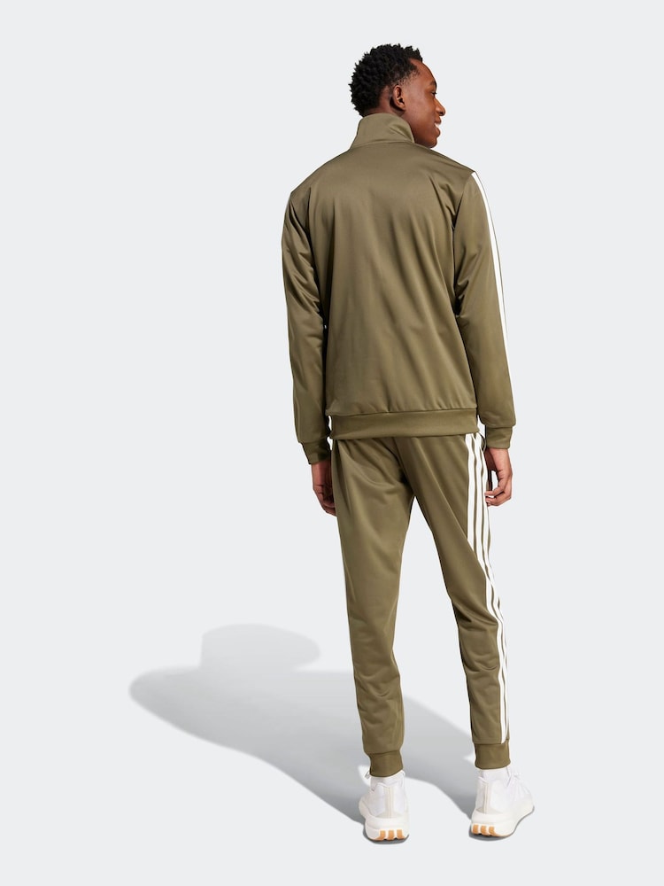adidas Green Sportswear Basic 3-Stripes Tricot Tracksuit - Image 2 of 6
