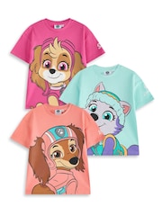 Vanilla Underground Pink Girls Paw Patrol 100% Cotton T-Shirts 3 Pack - Image 1 of 6