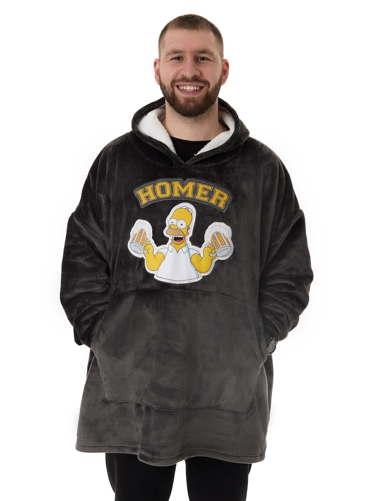 Vanilla Underground Black Mens The Simpsons Homer Blanket Hoodie - Image 1 of 6
