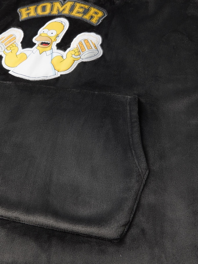 Vanilla Underground Black Mens The Simpsons Homer Blanket Hoodie - Image 6 of 6