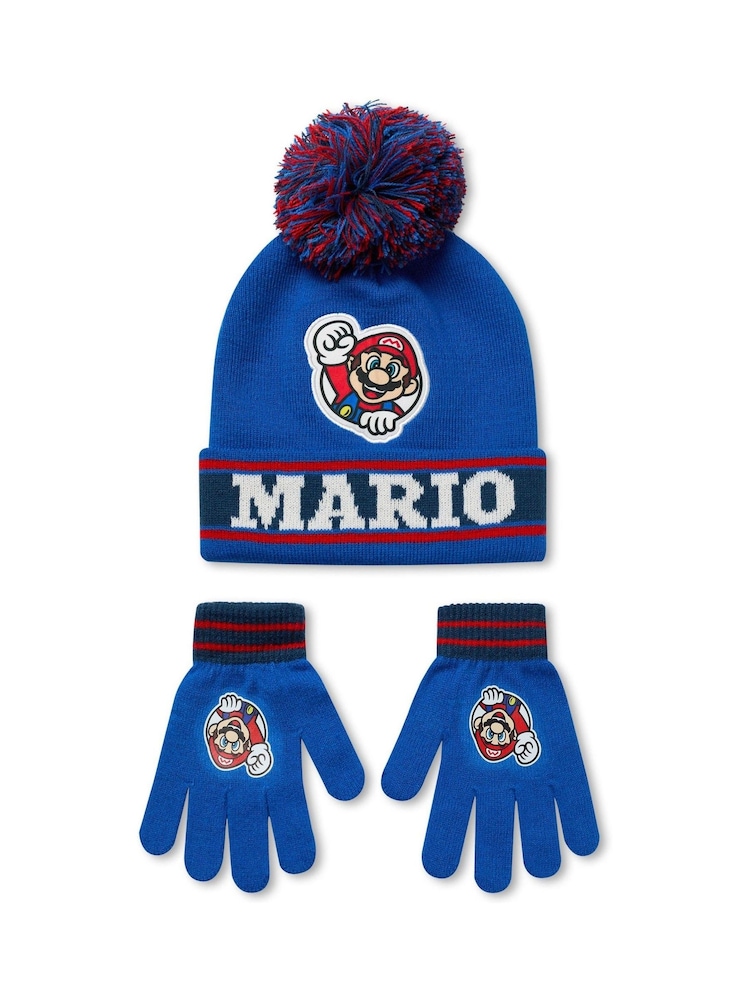 Vanilla Underground Blue Super Mario Boys Hat And Gloves Set - Image 1 of 6