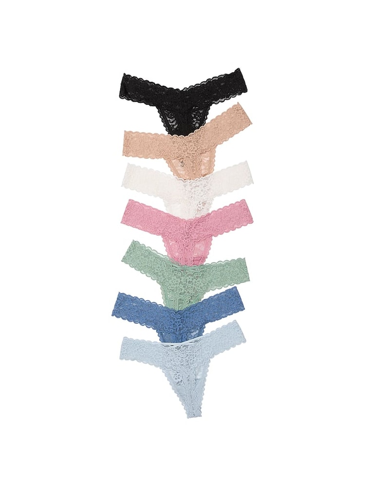 Victoria's Secret PinkNudeWhiteBlueGreen Thong 7 Pack Knickers - Image 1 of 3