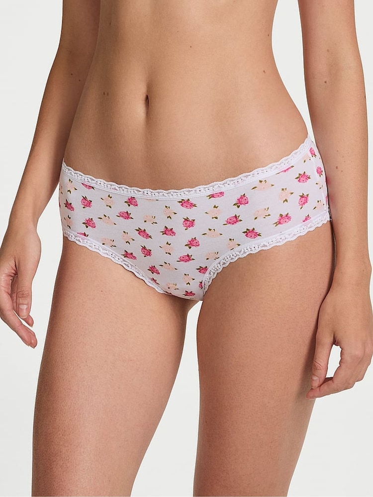 Victoria's Secret White Soft Peonies Cheeky Cotton Lace Waist Knickers - Image 1 of 2