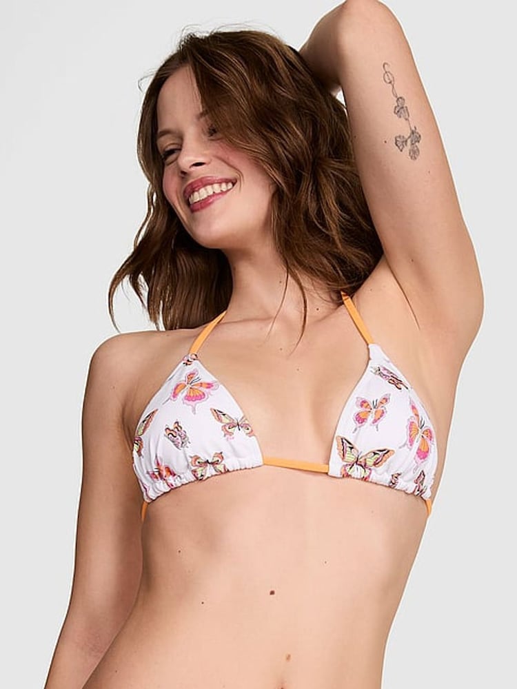 Victoria's Secret PINK White Butterfly Triangle Terry Bikini Top - Image 1 of 4