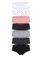 Victoria's Secret White/Pink/Black/Grey Cheeky 7 Pack Lace Trim Knickers - Image 1 of 1