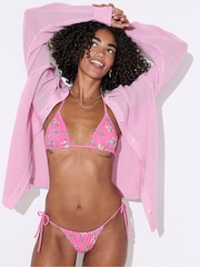 Victoria's Secret PINK Pink Butterfly Tie Side Cheeky Bikini Bottoms - Image 3 of 4