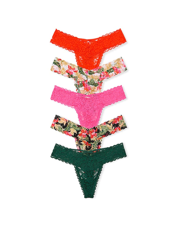 Victoria's Secret Red/Pink/Black/Green Thong 5 Pack Knickers - Image 1 of 1