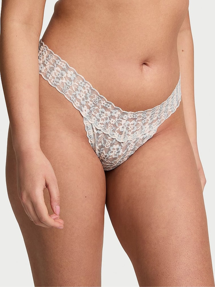 Victoria's Secret Grey Fog Stripe Thong Knickers - Image 1 of 2