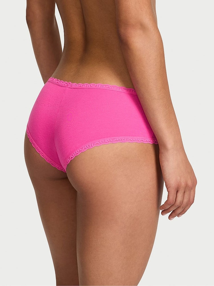 Victoria's Secret Ultra Pink Cheeky Cotton Lace Waist Knickers - Image 2 of 3
