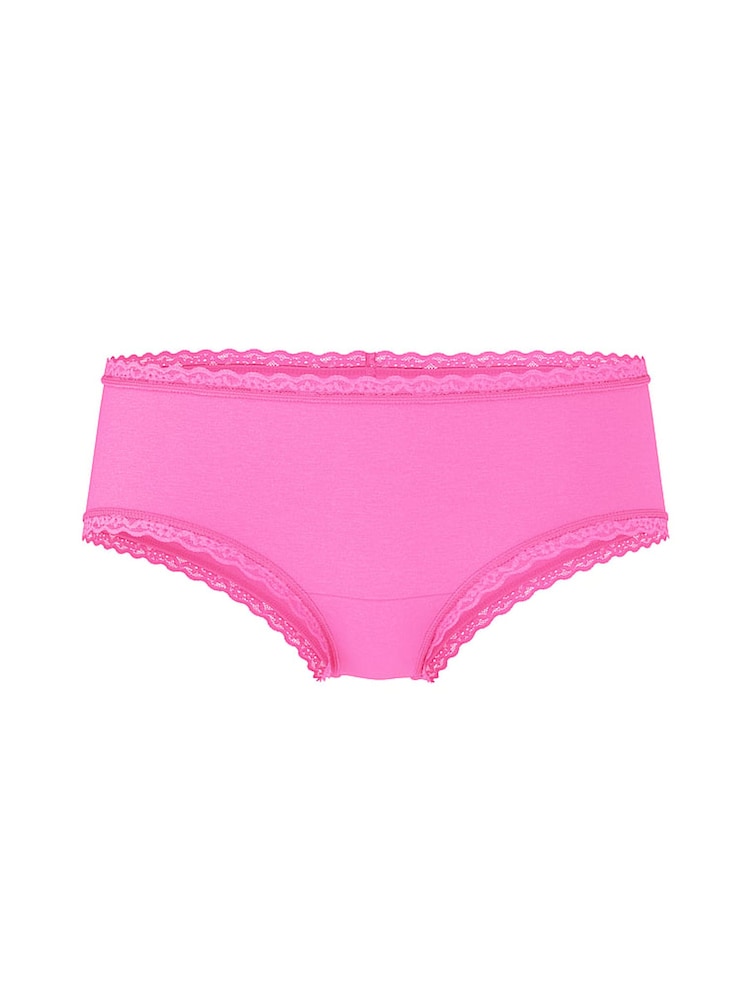 Victoria's Secret Ultra Pink Cheeky Cotton Lace Waist Knickers - Image 3 of 3