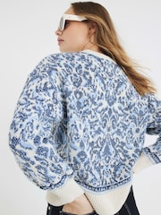 River Island Blue Paisley Jacquard Jumper - Image 2 of 6