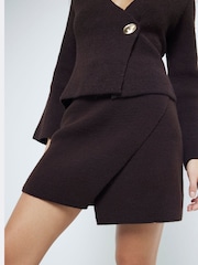 River Island Brown Asymetric Wrap Mini Skirt - Image 4 of 6