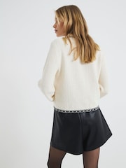 River Island Cream Long Sleeve Trophy 100% Cotton Cardigan - Image 2 of 4