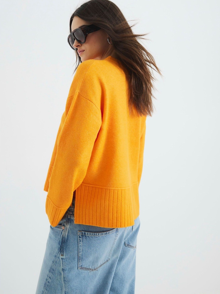River Island Orange Ribbed Edge Jumper - Image 3 of 6