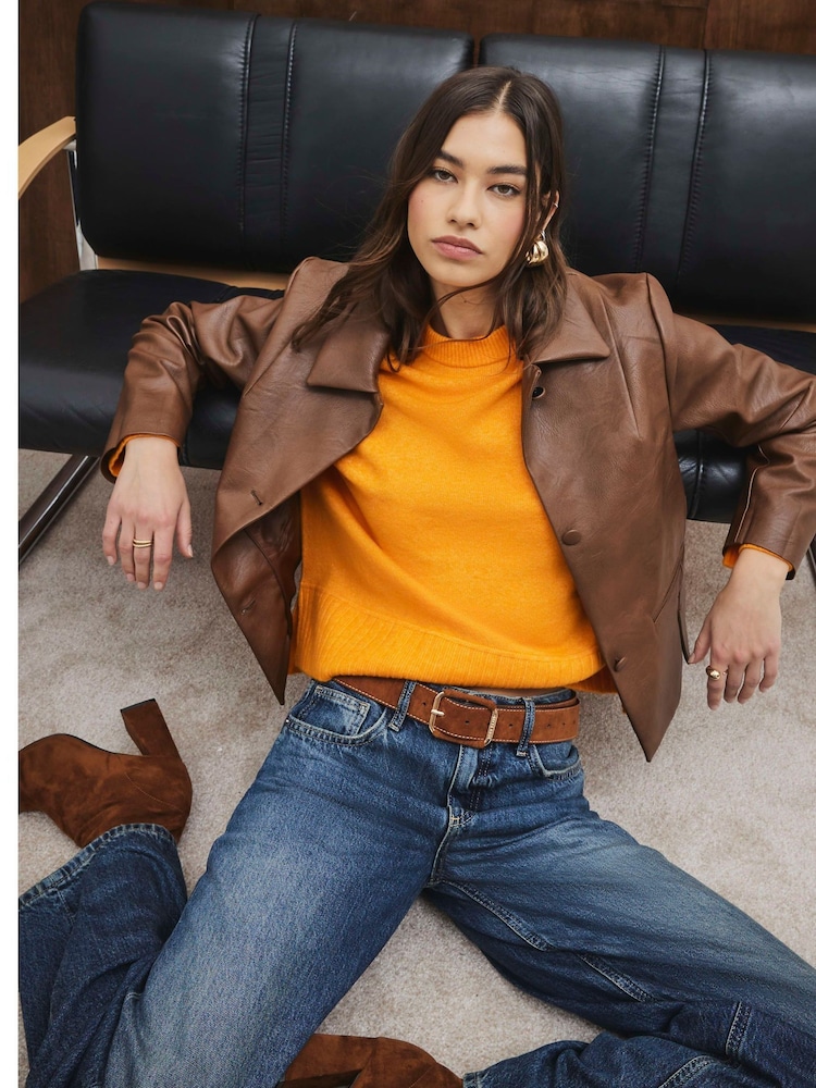 River Island Orange Ribbed Edge Jumper - Image 5 of 6