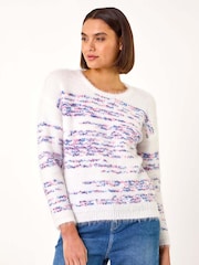 Roman White Space Dye Fluffy Knit Jumper - Image 1 of 5