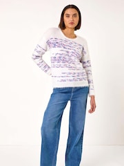 Roman White Space Dye Fluffy Knit Jumper - Image 2 of 5