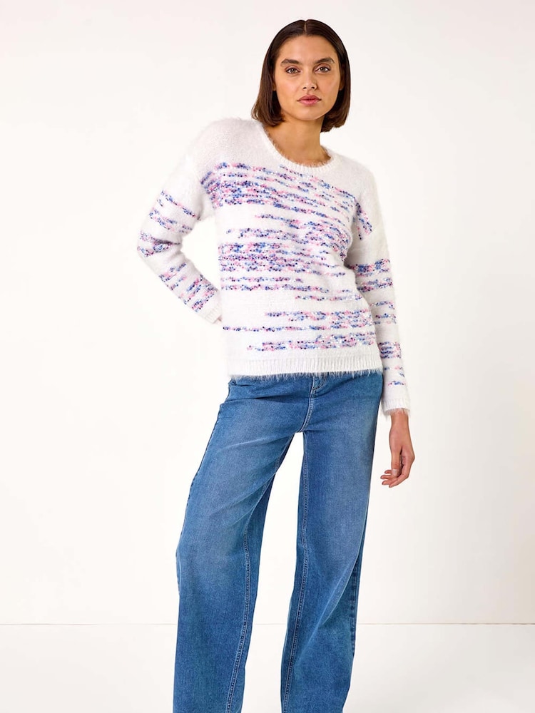 Roman White Space Dye Fluffy Knit Jumper - Image 2 of 5