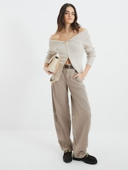 River Island Cream Bardot Jumper with Zip - Image 2 of 6