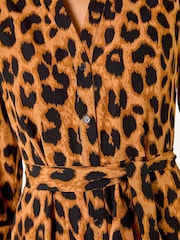 Roman Brown Animal Print Midi Shirt Dress - Image 5 of 5