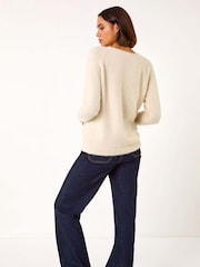 Roman White Floral Placement Knit Jumper - Image 3 of 5