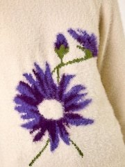 Roman White Floral Placement Knit Jumper - Image 5 of 5
