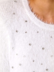 Roman White Embellished Fluffy Knit Jumper - Image 5 of 5