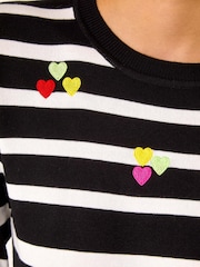 Roman Black Stripe Heart Crew Neck Knit Jumper - Image 1 of 5